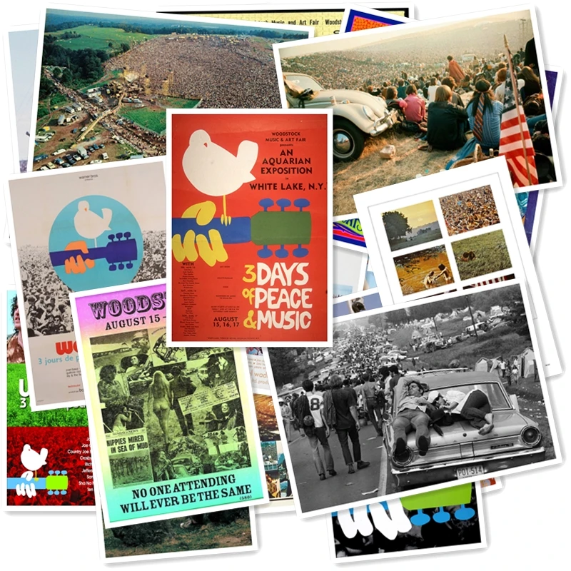 

C1-26# Woodstock Rock Festival Classic Band Series sticker 20/pcs PVC Art Crafts collection Graffiti Stickers Free Shipping