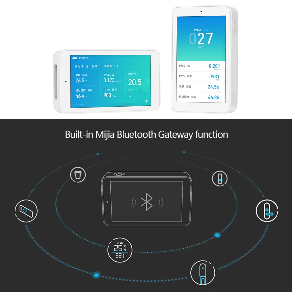 Xiaomi Mijia детектор воздуха Высокоточный зондирующий сенсорный экран 3,97 дюймов USB интерфейс датчик влажности PM2.5 тестер CO2a