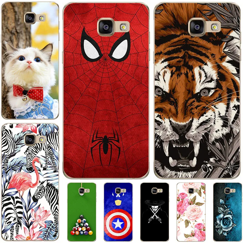 

Lovely Cartoon Phone Cases For Samsung Galaxy A8 2016 A8100 A810 Protector Case Animal Cat Pattern Cover Printed Coque