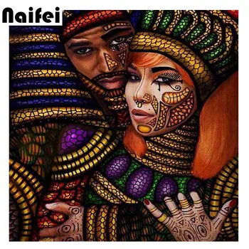 

DIY Diamond Mosaic Embroidery African couple Crafts Needlework 5D Diamond Painting cross stitch Full Rhinestones C22