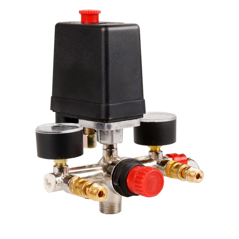 

230V Regulator Heavy Duty Air Compressor Pump Pressure Control Switch 1 Port Air Pump Control Valve Switch 90-120 PSI with Gaug