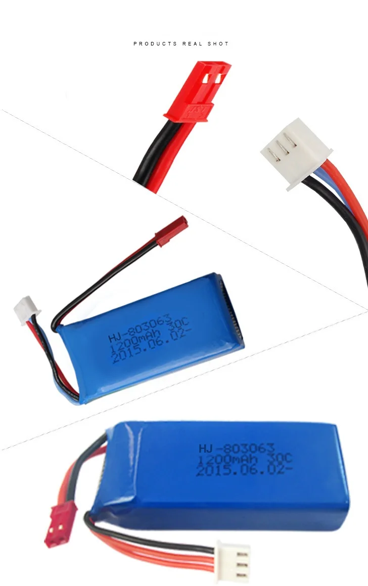 7,4 V 1200mAh 803063 30C Lipo батарея для Yi zhang X6 H16 MJX X101 X102 Квадрокоптер с дистанционным управлением 7,4 V 1200mAh 2S lipo батарея