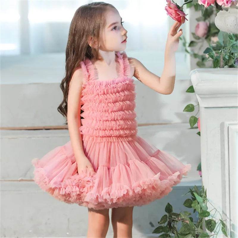 1-10 Years Old Two-layers Girls Slip Short Ball Gown Dress Mesh Tutu Dresses Children Party Princess Birthday Vestidos Summer