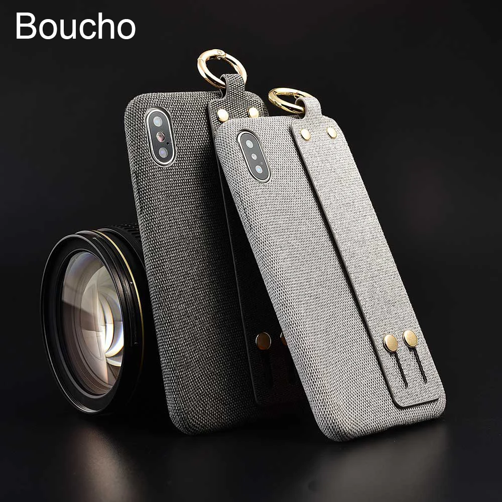 Чехол Boucho для iPhone 8 7 6 6s Plus XR XS Max X чехлы на запястье тканевый текстурный чехол