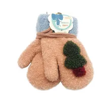 Рождественская елка мультфильм Висячие шеи детские перчатки рукавицы двойной толстый вязание теплые перчатки зимние для маленьких мальчиков и девочек Gloveshot