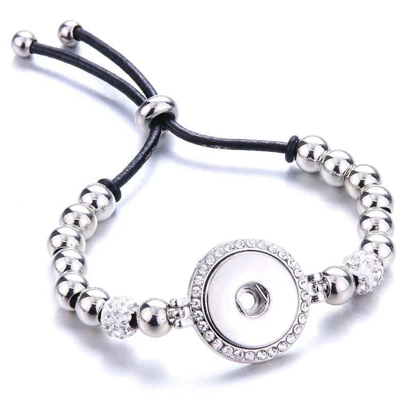 Новые модные регулируемые браслеты-цепочки, металлический браслет с защелкой, подходит для 18 мм/12 мм кнопки "сделай сам", ювелирные изделия для женщин - Окраска металла: B