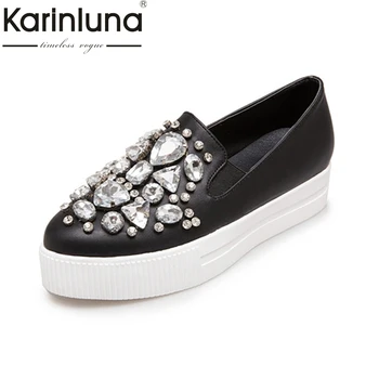 

Hot Ladies Women Rhinestone Shoes Spring AutumN Summer Slip On Pointed Toe Thick Platform Flats