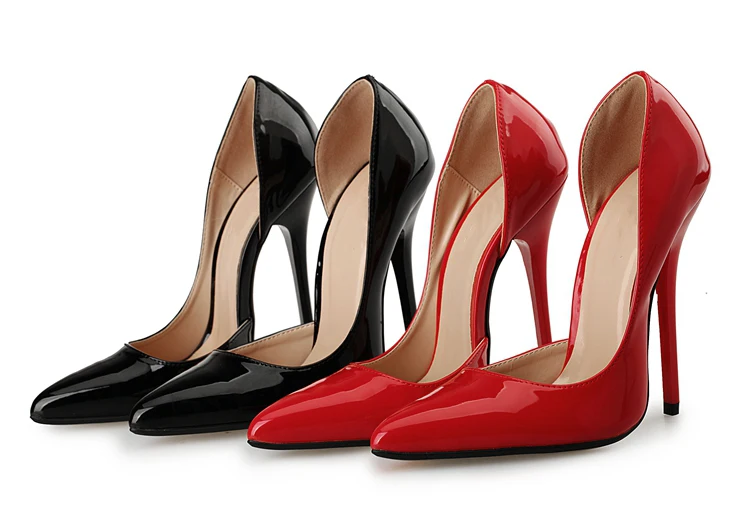 

2018 New 13CM Shallow Side Empty Spring&Summer &Autumn Pumps Sexy Pointed Toe Party Night Club Stiletto Heels Plus Size 40-49