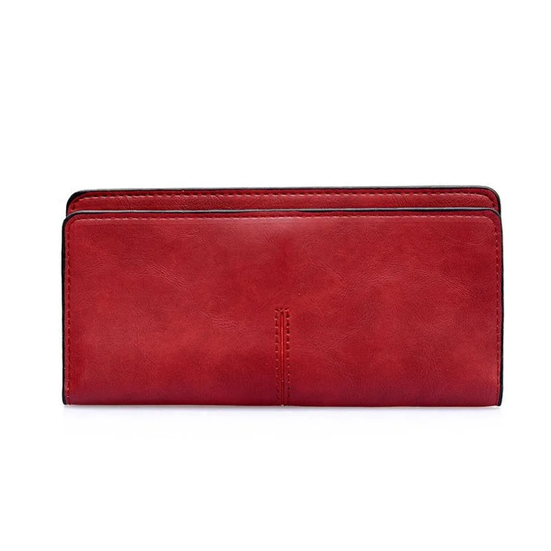 

2019 Brand New Fashion Women Long Cute Solid Brown Black PU Leather Money Bag Bifold Wallet Coin Purse Card Holder Clutch Girls