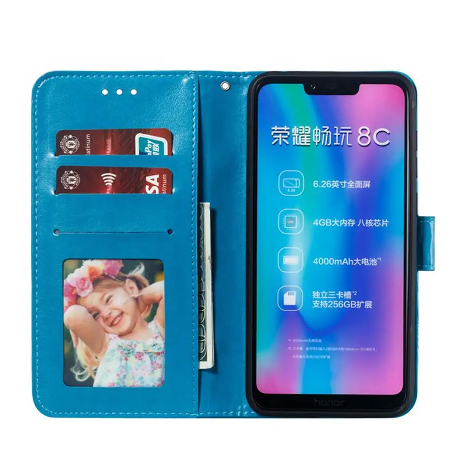 3D рельефный флип чехол для Huawei Honor 8C BKK L21 6 26 телефона из искусственной кожи 8 C