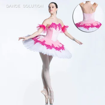 

BLL080 Pink Velvet Bodice with Rose Red Trim Pre-professional Ballet Pancake Tutu Children & Adult Performance Costume Dancewear