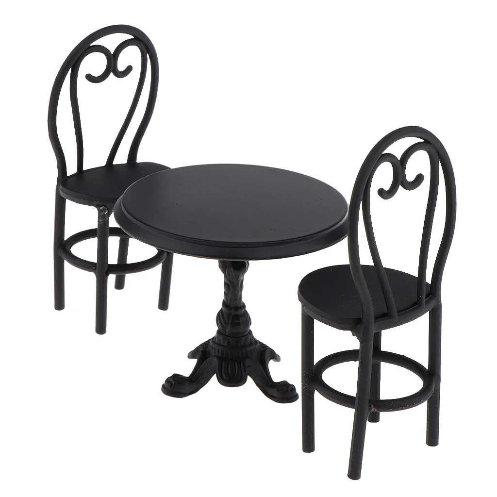 

Handmade Dollhouse Dining Table Chair Miniature Table Chair Set for 1/12 Dolls House Dining Room Kitchen Accessory