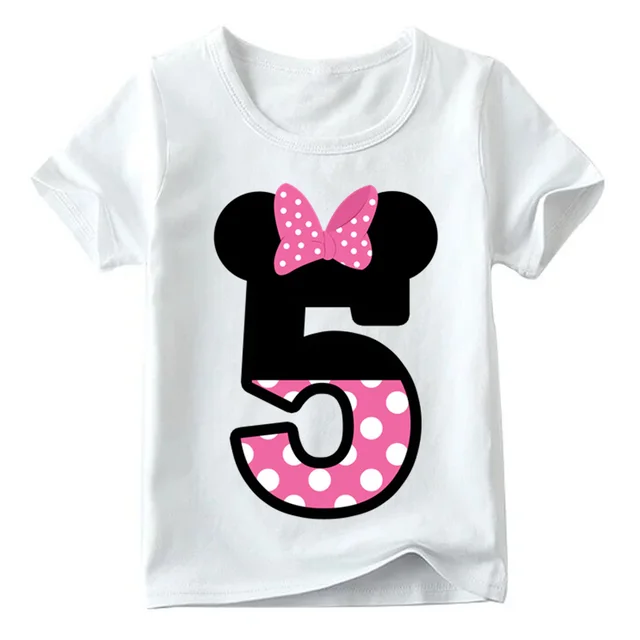 Baby Boys/Girls Happy Birthday Letter Bow Cute Print Clothes Children Funny T shirt,Kids Number 1-9 Birthday Present,ooo2416 White E