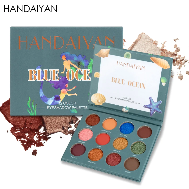 HANDAIYAN Eye Shadow Palette Natural Shimmer Matte Eyeshadow Powder 12 Color Pearlescent Eye Makeup Pallete Maquiagem TSLM2