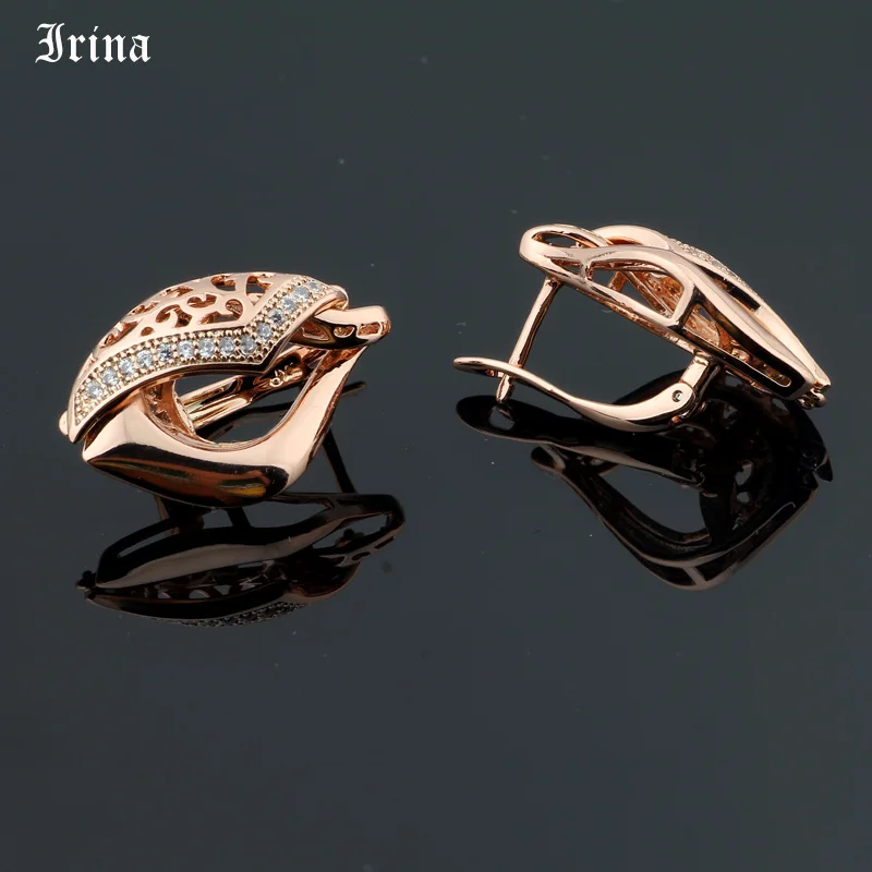 Серьги капли Irina 585 покрытые розовым золотом Элегантные Очаровательные стильные