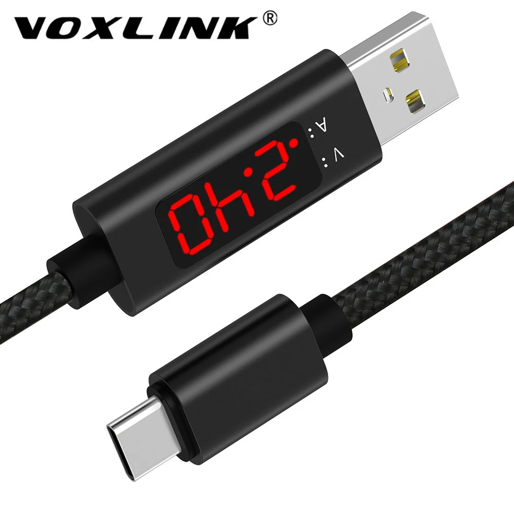 VOXLINK USB Type C кабель Напряжение и ток интеллигентая(ый) Дисплей кабель для синхронизации данных Шнур для samsung Galaxy Xiaomi Mi8 Быстрый зарядный кабель