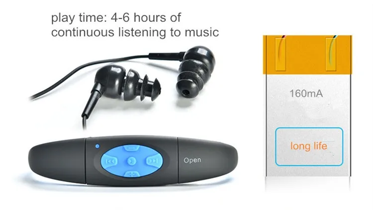 Askmeer IPX8 Waterproof 8GB Underwater Sport MP3 Music Player Neckband Stereo Earphone Audio Headset with FM for Diving Swimming (23)