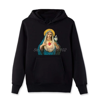 

Passion Virgin Mary Easter Sweatshirts Men Cotton Fleece Hoodies Casual Male Hooded Hip Hop Coat Tops Harajuku Streetwear