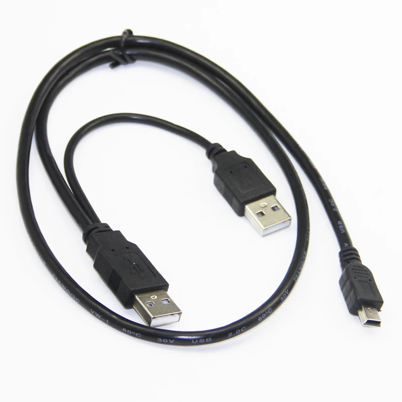 Bochara 2 в 1 USB2.0 type A Male to Mini 5P Male Кабель+ USB Male to Male Кабель питания Y сплиттер для HDD MP3 MP4 камеры