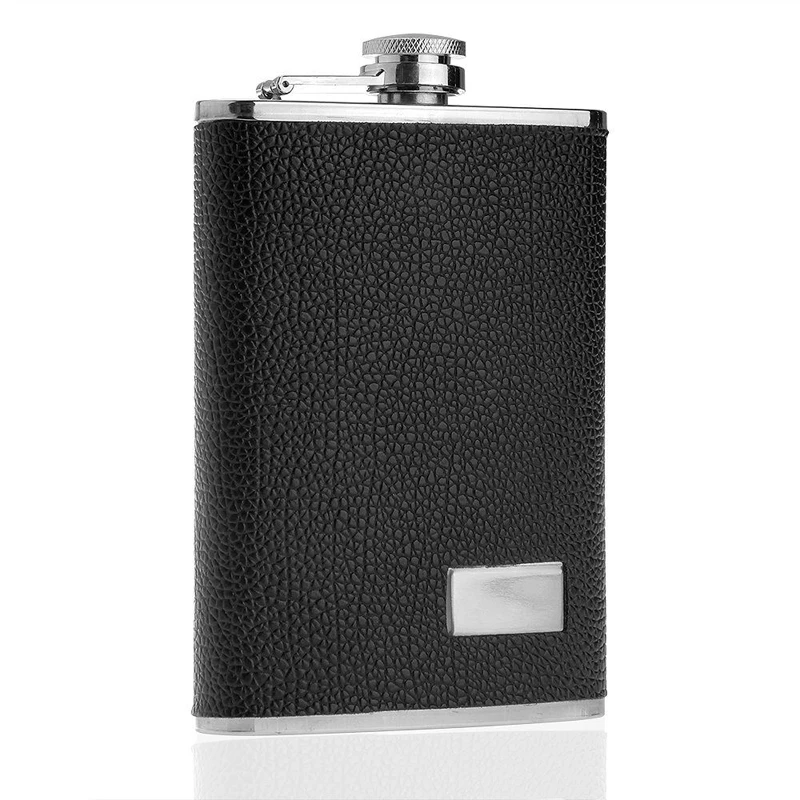 Lucuas  Gift Stainless Steel Hip Flask 9 oz Flagon Portable Wine Whisky Pot Bottle Groom Best man Xmas New Year Gift