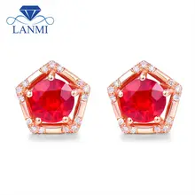 Твердые 18 К розовое золото SI уточнить ювелирные изделия с бриллиантами круглой формы рубиновые серьги дизайн для женщин подарок на день рождения