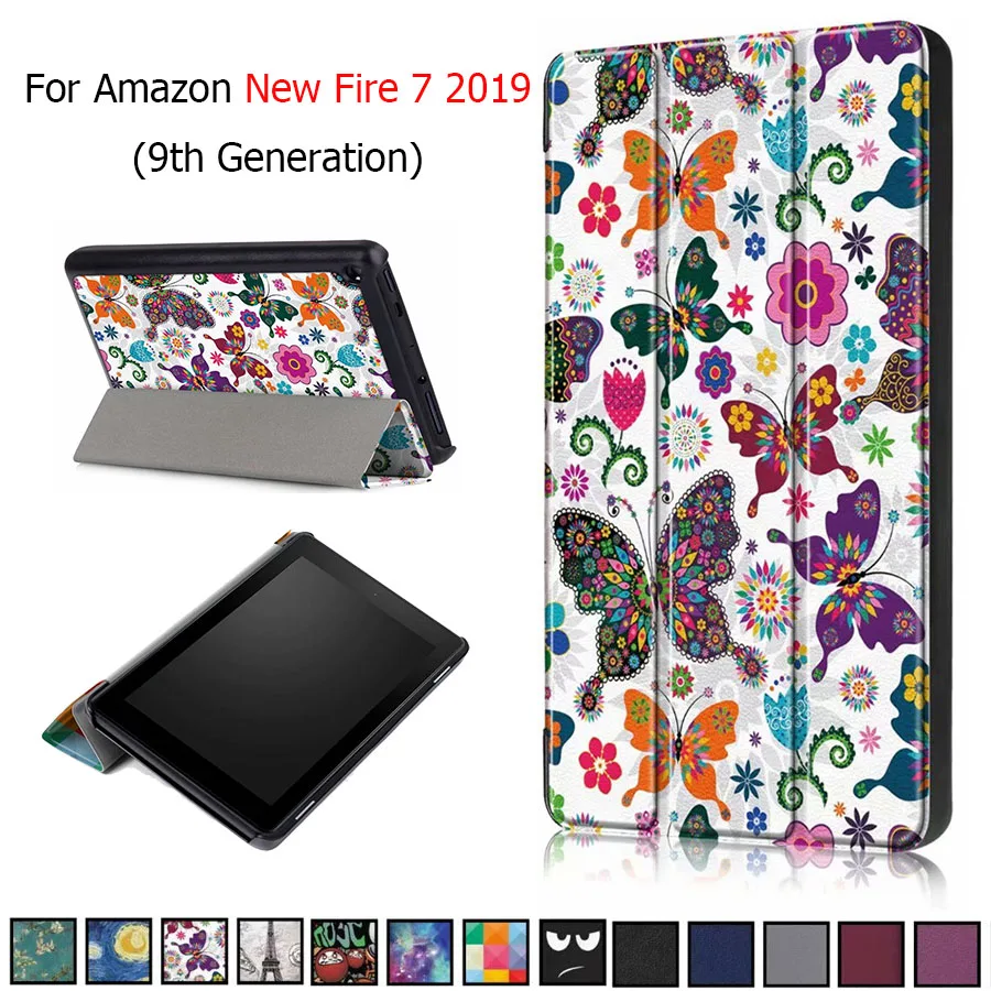 Чехол для Amazon New Fire 7 принт PU кожаный чехол для планшета Kindle Fire7 9th generation чехол