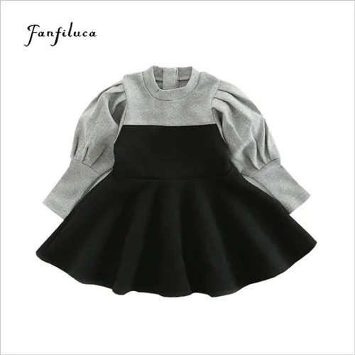 Fanfiluca Girls Dress Patchwork A-line Full Sleeve Princess Dress Cotton Kids Dresses For Girls 4 Years Crew Neck Winter321
