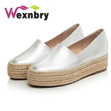 Wexnbry/Женская обувь на плоской подошве из натуральной кожи; женские лоферы без застежки; женская обувь на плоской платформе; эспадрильи серебристого и золотого цвета; женская обувь на плоской подошве