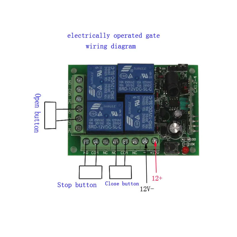 12V 4CH Remote Switch 433MHz Electric Door Remote Control Switch Universal 12V 4CH 315MHz433MHz Transeiver Module (9)
