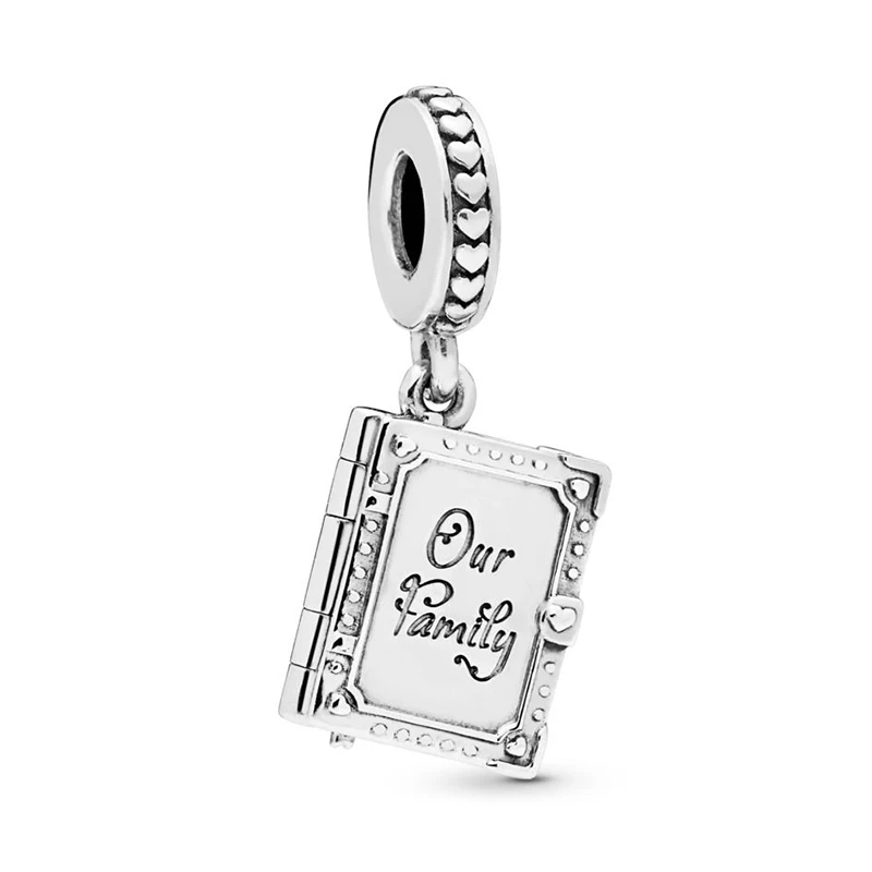 

2019 NEW 100% 925 Sterling Silver Our Family Book Dangle Charm Pendant Fit Necklace European Women Bracelet Jewelry Girl Gift