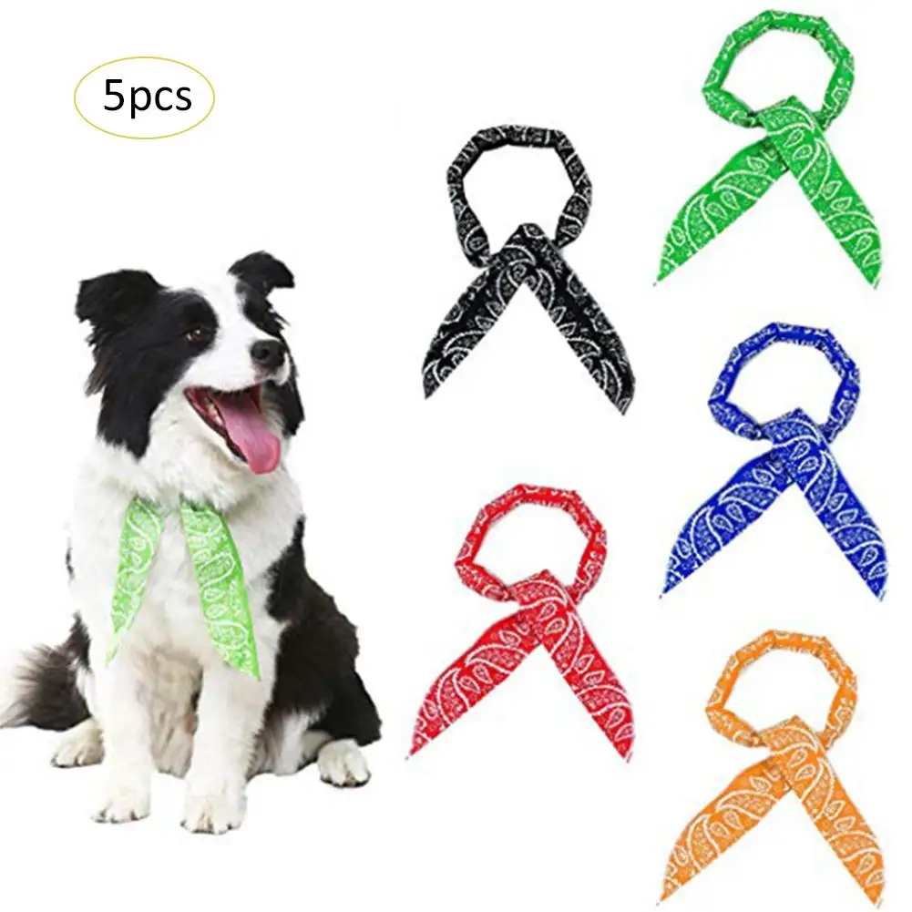 

Dog Collar Dog Ice Cooling Bandana Cool Collar Neck Scarf Wrap Headband Pet Dog Summer Cooling Collar Set 5 Colors 5 Pcs