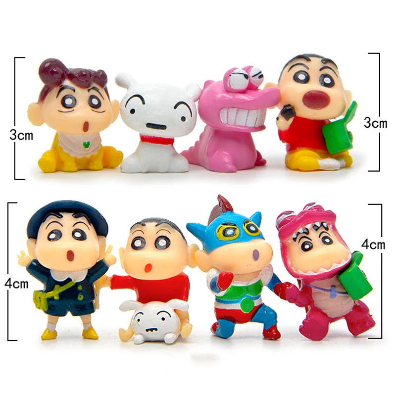 8 шт./Партия DIY Crayon Shin-Chan игрушечные фигурки из ПВХ милый карандаш Shin-Chan фигурка Коллекционная модель игрушки пейзаж для сада