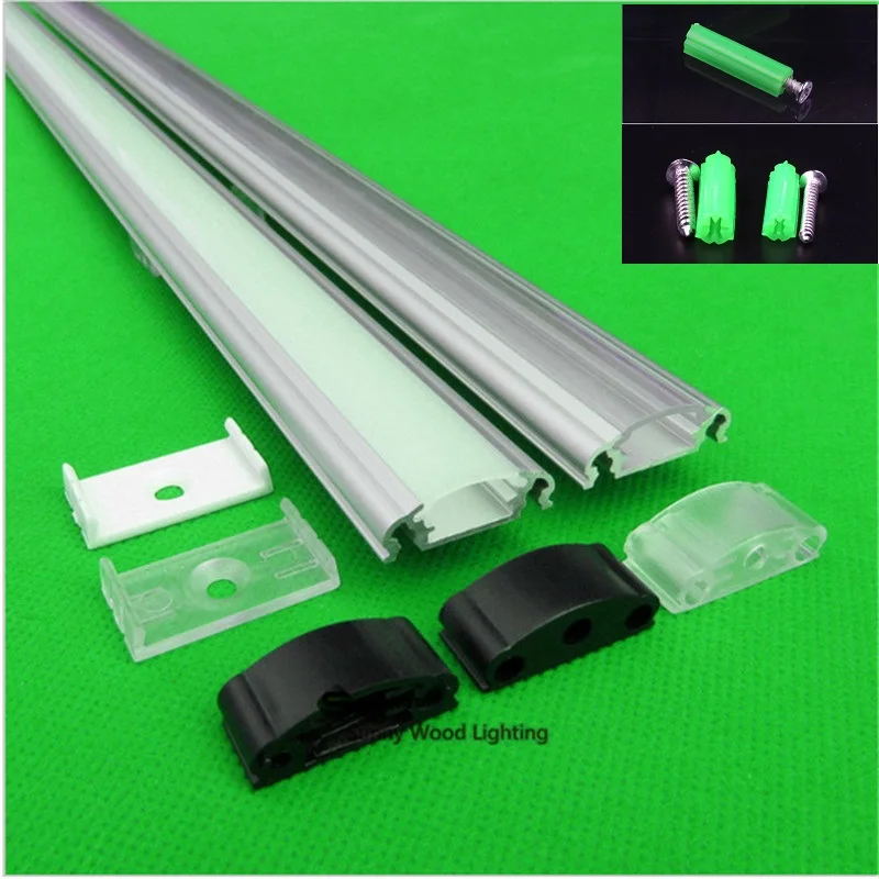 Perfil de Alumínio para Tira Transparente para 12mm Barra de Luz 5 30 Pcs 40 Polegada 1 m Conduzida Láctea e tampa 5050 5630 5730 Tira Difícil Levou