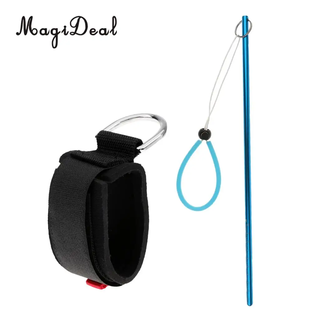 Premium Scuba Snorkeling Diving Camera Wrist Strap Band Hand Lanyard D Ring + Stick Pointer Rod Tank Banger Measurement & Strap
