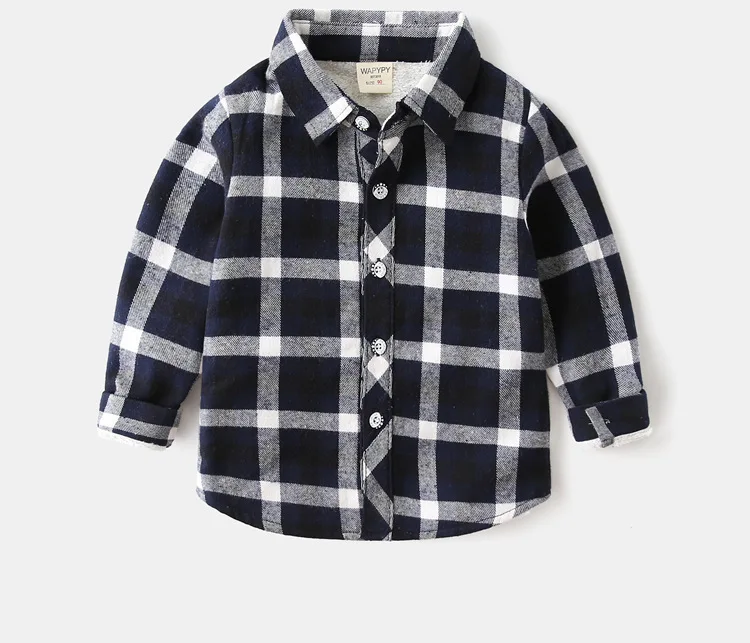 Рубашка для маленьких мальчиков, клетчатая Вельветовая осенне-зимняя повседневная детская одежда, рубашки с длинными рукавами и лацканами на пуговицах для маленьких мальчиков 3, 4, 5, 6, 7 лет