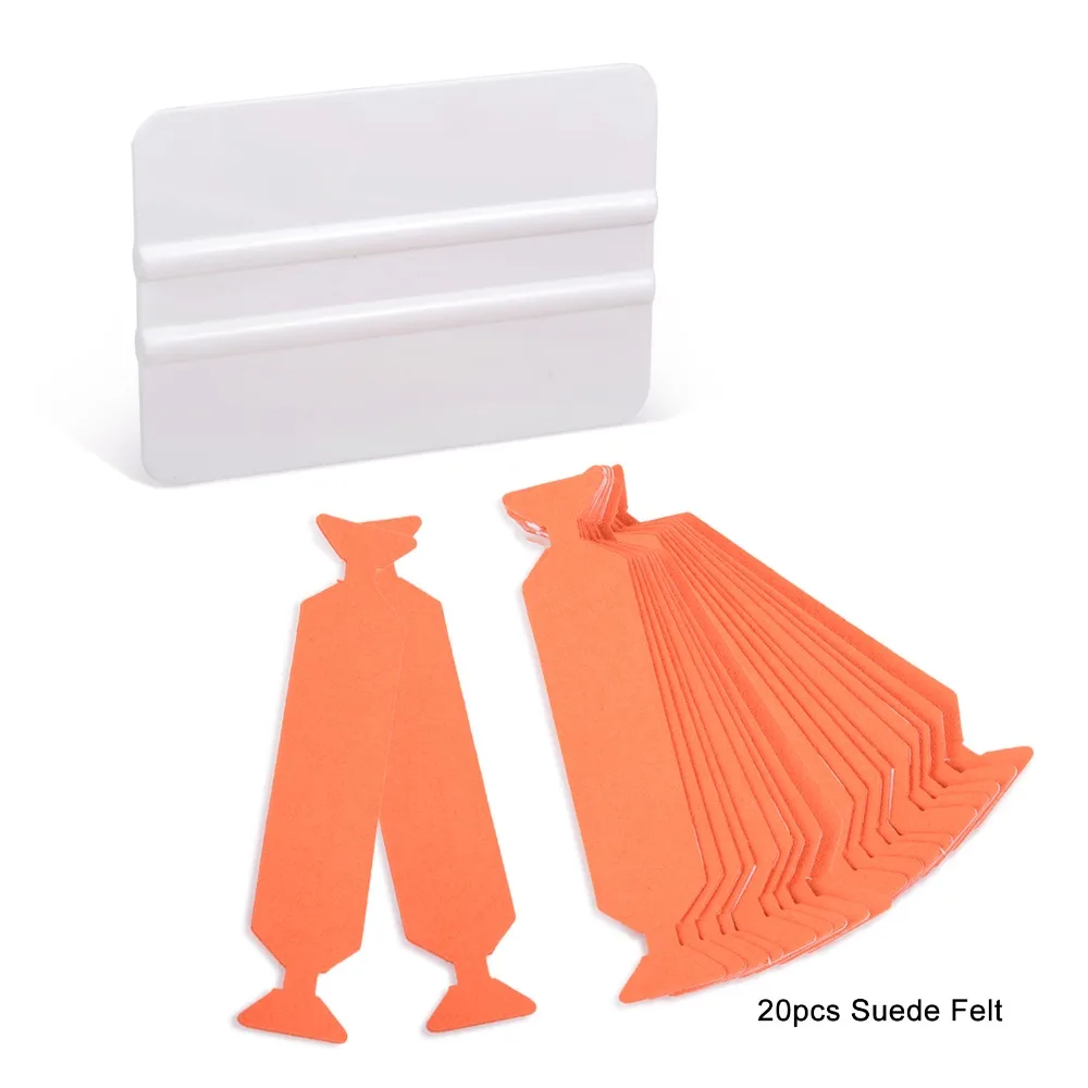 

EHDIS 20pcs Suede Felt With Wrapping Card Scraper Carbon Fiber Vinyl Film Install Squeegee Window Tint Car Sticker Remover Tool