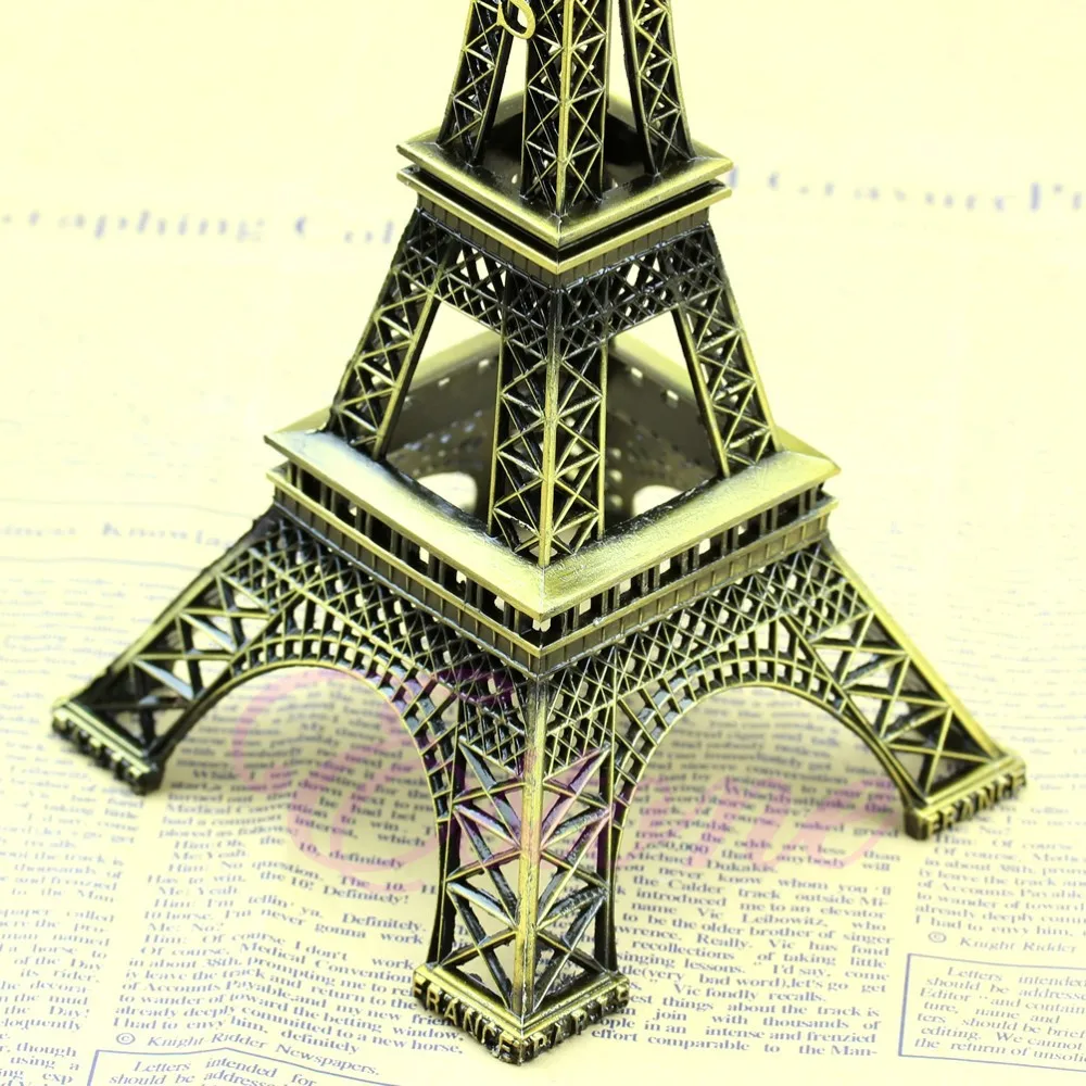 Сплав модель Декор Винтаж бронзовый тон Париж Эйфелева башня Статуэтка Статуя 25 см Горячая