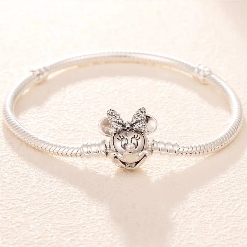 

100% 925 Sterling Silver Pandora Bracelet Mickey Portrait Charm Fit Original Women Bangle Gift DIY Jewelry