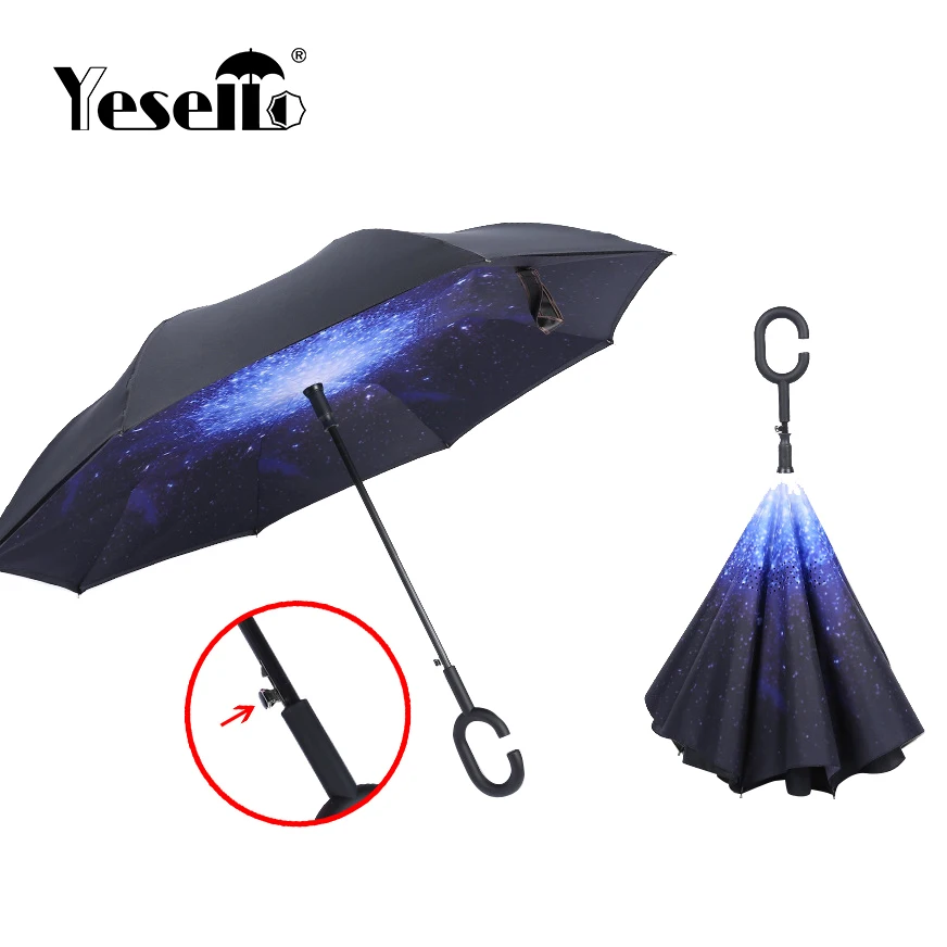 Paraguas reversible semiautomático Yesello, paraguas a prueba de viento lluvia mujer - AliExpress Hogar y jardín