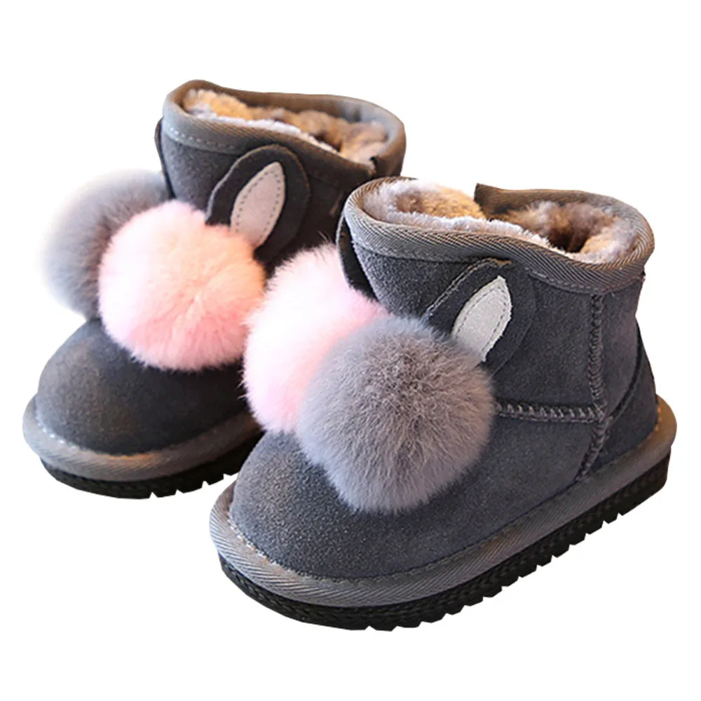 

Winter Princess Shoes Children's Cony Hair Casual Shoes Kid's Keep Warm Soft Skin Shoes Girls Glowing Fashion Boot