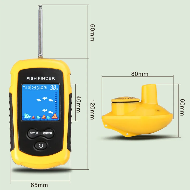 سونار السمك مكتشف اللاسلكية المحمولة السونار Fishfinder كاميرا الصيد شور كاياك تحت الماء الصيد إنذار Transduce