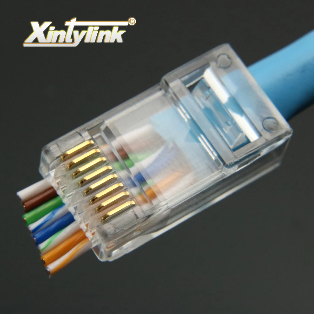 xintylink EZ rj45 connector ethernet cable plug cat5e cat6 network 8P8C utp unshielded modular ...