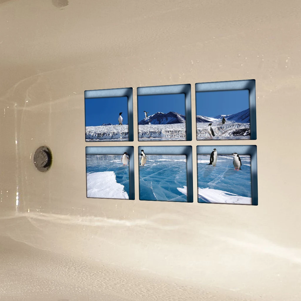 6pcs 3D Antiskid Bathtub Appliques Bath Sticker Bathroom Decal PVC Mural anti-slip Waterproof Home Decoration