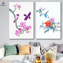 DIY картинки для раскраски по номерам с цветами грязный цветок и птица растение картина Рисование Живопись по номерам в рамке дома