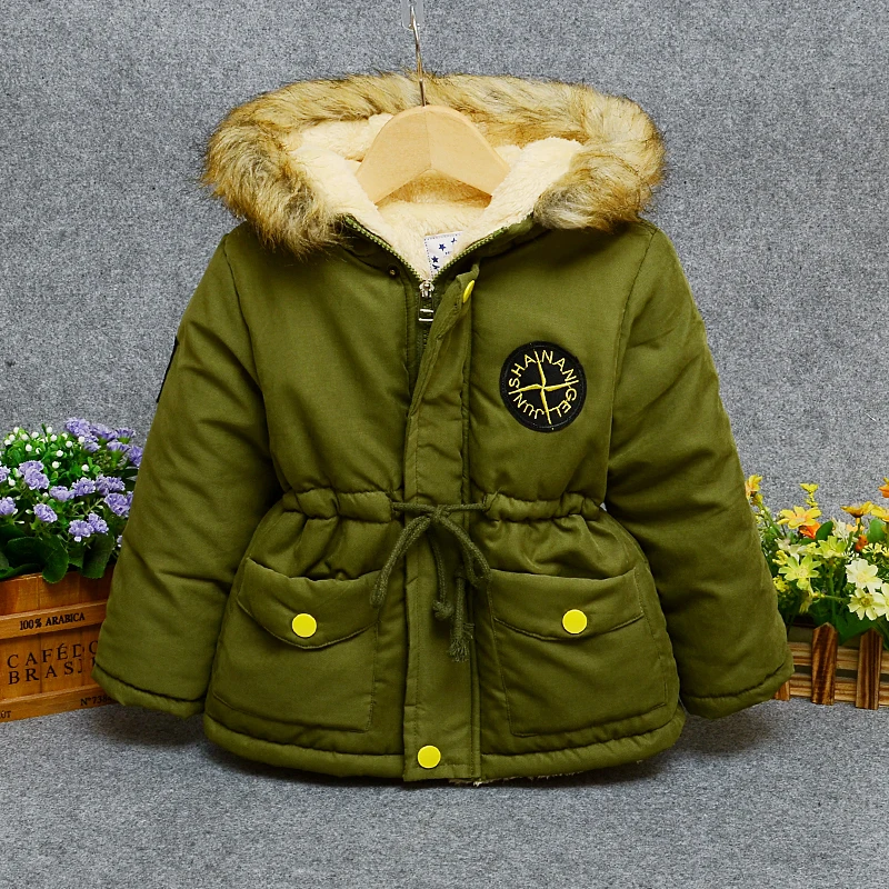 

Children's down cotton pad 2018 winter boy casual plus velvet thick warm coat