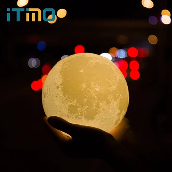 

ITimo USB Rechargeable Romantic Creative Christmas Gift 12CM Home Decor Moonlight Moon Lamp Bedroom Touch Switch LED Night Light