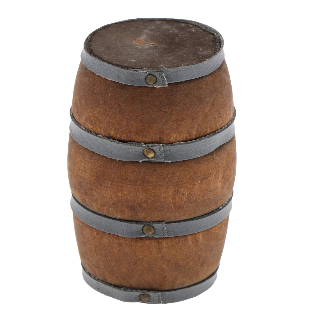 MagiDeal 1/12 Dollhouse Miniature Vintage Wooden Beer Barrel Decoration