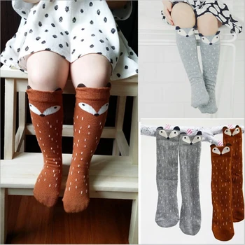 Newborn Toddler knee high sock Baby Boy bebe Girl fox Socks anti-slip cotton Cartoon Animal Cat leg warmers For newborns infant