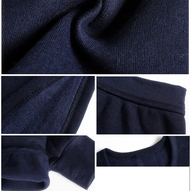 Czzlolo Winter Men Long Johns Thicken Mens Thermal Underwear Sets Plus Fluff Warm Long John O-Neck Thermal Undershirts Trousers