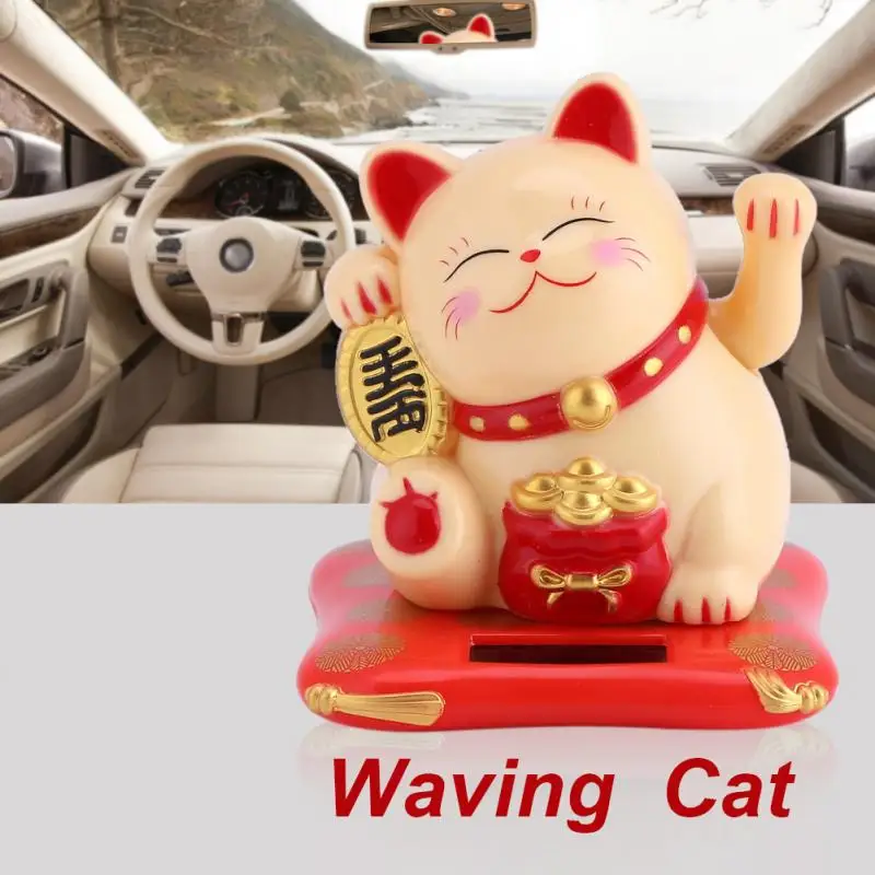 

New Style Solar Powered Cute Hands Shaking Fortune Cat For Home Car Hotel Restaurant Decor Welcoming Lucky Cat Decor Craft